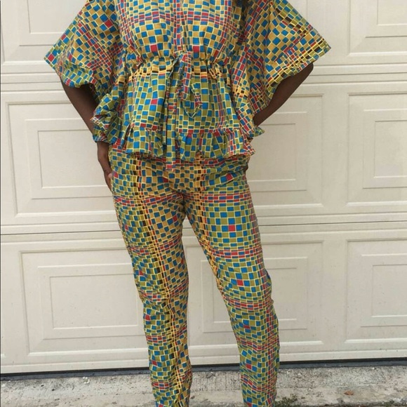 Women African print 2 pcs set of pants and top - Picture 5 of 5